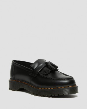 Black Men's Dr Martens Adrian Bex Smooth Leather Tassel Platform Shoes | Malaysia_Dr80683