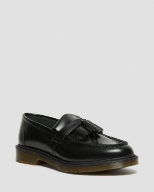 Black Men's Dr Martens Adrian Smooth Leather Tassel Shoes | Malaysia_Dr65215