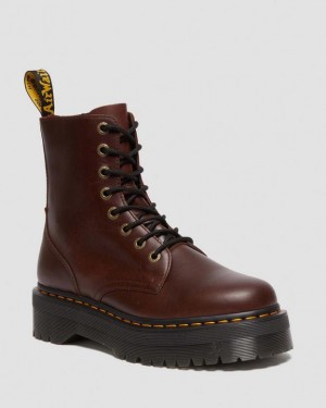 Dark Brown Men's Dr Martens Jadon Boot Pull Up Leather Platform Shoes | Malaysia_Dr15901